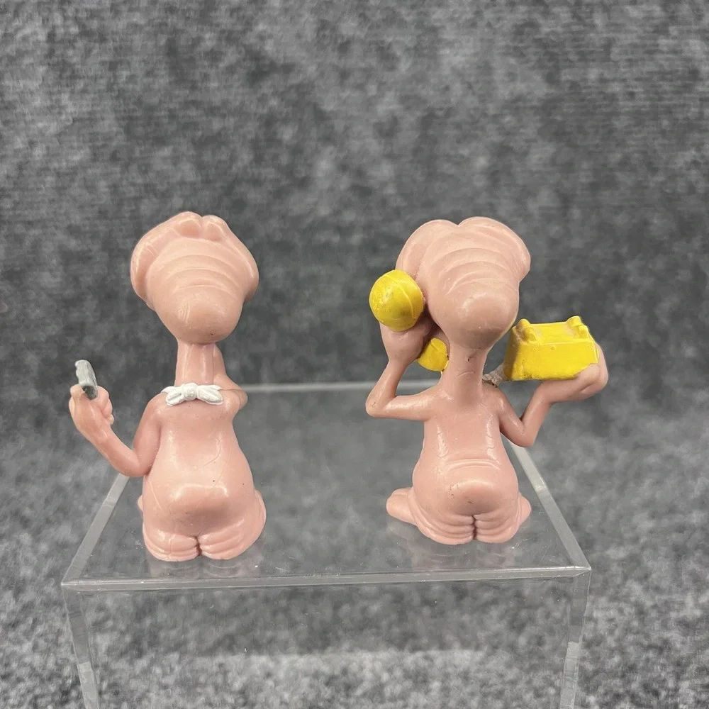 Lot Of 2 ET Extra Terrestrial PVC Toy Figurine 1988 Applause Bib & On Phone